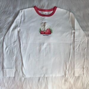 GAP Girls White and Red Long Sleeve Tee with Bunny Print